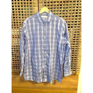 Michael Kors Men's Blue & White Plaid Men's Shirt ( Neck : 16.5 ) 32/33